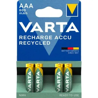 10x4 Varta RECHARGE ACCU Recycled 800 mAH AAA Micro NiMH