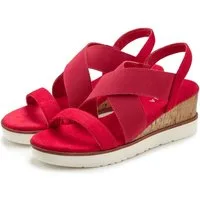 LASCANA Sommerschuh, offener Schuh, Sandale, Keilsandalette, Sandalette mit elastischen Riemchen VEGAN