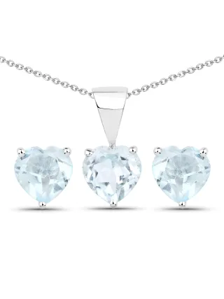 Vira Jewels Schmuck-Set Silber 925 rhodiniert Ohrringe und Halskette mit Blautopas (beh.) Herz-Form