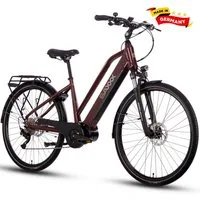 SAXXX E-Bike Trekkingrad 28x2'' für Damen u. Herren, SAXXX PST, 522Wh, 60-100km, 130kg, 10 Gang SHIMANO Deore Schaltwerk, Kettenschaltung, Mittelmotor, 522 Wh, (mit Schloss, mit abnehmbarem Akku, vormontiert zu 95), 25km/h, Pedelec, E-Cityrad, hydr. 