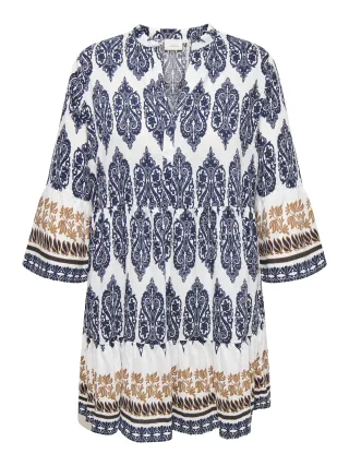 ONLY CARMAKOMA - CARHAVANA 3/4 TUNIC DRESS AOP Cloud Dancer - Gr. - 46