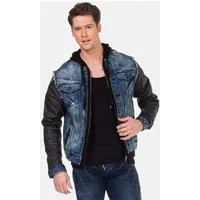 Cipo & Baxx Jeansjacke Jacke mit Metall Patch am Oberarm, C-1290