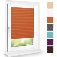DomDeco Plissee 45x100 cm Orange, blickdicht, Ohne Bohren, Klemmfix, Sicht- und Sonnenschutz, ohne Bohren, Klemmfix, Fixmaß, Klemmträger