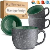 Cosumy Cappuccinotasse Kaffeetassen 4er Set aus Keramik - 350ml, 4-tlg., Keramik, Warm