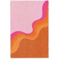 OnlyWow Teppich Retro - Wellen - Farbenfroh, Rechteckig, Schlafzimmer, Vorleger, Kurzflor, Carpet 80x120 cm