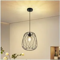 ZMH Pendelleuchte Esszimmer 120CM Schwarz Retro Käfig Gitter E27 Hängeleuchte Flur, Einfache Installation, ohne Leuchtmittel, Ellipsen, 1 Flammig Retro Esstischlampe Wohnzimmer Treppenhaus