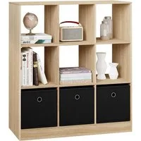 Woltu Bücherregal, mit 9 Fächern, Raumteiler 3 Schubladen aus Vliesstoff