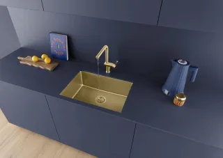 KWC BEVO E Küche Schwenkauslauf A 220 mm seitenbedient, brushed gold,3600018011 3600018011