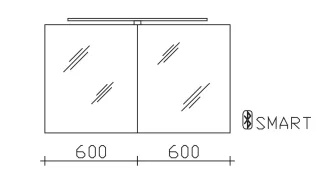 Pelipal Serie 25 Pelipal Spiegelschrank SDAES5012-I, B:1200, H:703, T:170mm SDAES5012-I