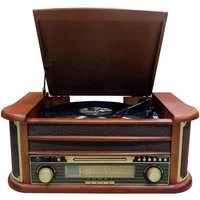 Cyberlux CL-3010 Retro Stereoanlage Multifunktionsspieler (Riemenantrieb, Bluetooth, Aufnahmefunktion, Kassettendeck, Bluetooth)