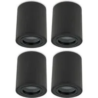 Sweet LED Aufbauleuchte Bad GU10 Aluminium schwarz IP44 deckenspot badezimmer 4er, ohne Leuchtmittel, Aufbaustrahler LED, Aufbauspot, Deckenstrahler