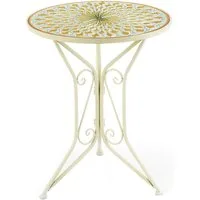 Kobolo Beistelltisch Gartentisch Mediterran mit Platte in Mosaikoptik - Esstisch Bistrotisc (kein Set, 1-St., Stühle separat erhältlich), Höhe 71 cm - Durchmesser 61 cm