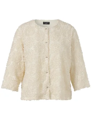 VIA APPIA DUE - Jacke Rundhals 3/4 Arm Knöpfe creme - Gr. - 46
