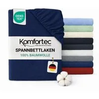 Komfortec Spannbettlaken Jersey Spannbettuch, 90x200, 140x200, 160x200, 180x200 oder 200x200 cm, 100% Baumwolle (135 g/m), Gummizug: Rundum, (1 Stück), OEKO-TEX® Standard 100 Zertifisiert, für Matratzen bis 25 cm Höhe