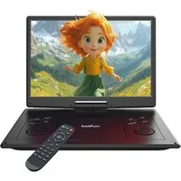 Boifun 15,7" Tragbarer DVD Player mit 14,1 Zoll HD Schwenkbaren Bildschirm Portabler DVD-Player (1366*768 resolution, unterstützt alle Regionen, mehrere Regionen, mehrere Disc-Formate, 32 GB Festplatte, Unterstützt FM-Transmitter, Sync-TV, USB, TF-Ka