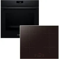 BOSCH Backofen-Set Kochfeld Pyrolyse 3D Heissluft Induktion Booster Schwarz Touch Slider, mit Nachrüstbar, Pyrolyse-Selbstreinigung Hydrolyse