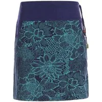 Vishes Minirock Kurzer Damen Baumwoll-Rock Mini-Rock mit Blumen-Spitze bedruckt Festival, Boho, Hippie Style