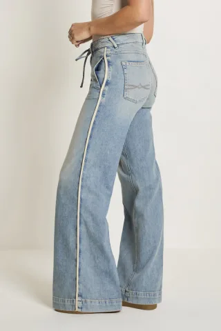 para mi - Marlene Jeans mit weitem Bein blau - Gr. - 40