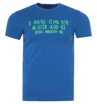 Diesel T-Diego S2 Grafik-Logo T-Shirt - Blau