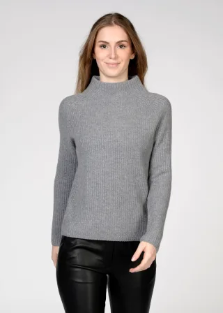 IN LINEA - Pullover, Stehbund, 1/1-Arm 812 flanell mel. - Gr. - 38