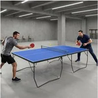 SPORTNOW Tischtennisplatte Tischtennisspiel-Set mit Netz, 2 Tischtennisschlägern und 3 Bällen (Tischtennistisch, 1-tlg., mit Rollen), 274 x 152,5 x 76, Blau