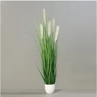 Kunstgras Pampasgras im weißen Dekotopf DP Kunstpflanzen Kunstgras künstliches Gras, Seidenblumen Roß, Höhe 150 cm