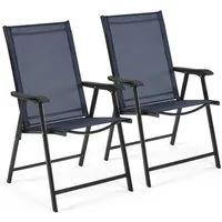 Yaheetech Klappstuhl 2-er Set Klappbarer Gartenstuhl aus Texteline-Gewebe, Stabile Gartenstühle mit Rückenlehne & Armlehnen bis 150 kg Belastbar