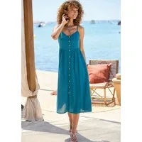 LASCANA Sommerkleid aus Leinenmix mit Baumwolle elegantes Midikleid, Strandkleid, Spaghettikleid, Leinenkleid