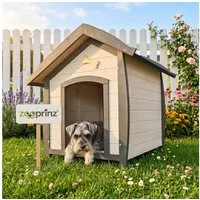 Zooprinz Hundehütte Bella mit dekorativem Hundeknochen, Bitumendach, Lasiertes Kiefernholz, für kleine Hunde