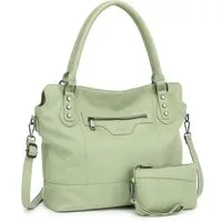 TAN.TOMI Handtasche Damen Schultertasche - Set Shopper Umhängetasche Henkeltasche, Mit abnehmbarem Schultergurt für Einkauf Reise Büro Schule
