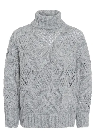 Marc Aurel - Pullover mit grobem Zopfmuster grey melange - Gr. - 34