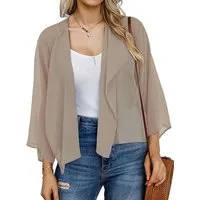 Bwecuy Bolero Damen Chiffon Bolerojacke Elegant Sommer Cardigan 3/4 Ärmel