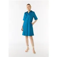 comma Minikleid Kleid Baumwollkleid mit Hemdkragen und Eingrifftaschen