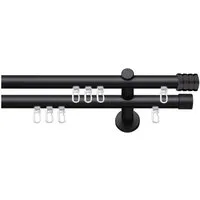 SN DECO GROUP Gardinenstange Innenlaufgarnitur Genua, Ø 16 mm, 2-läufig, Fixmaß, Verschraubt, Aluminium, Komplettset
