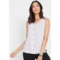 bonprix Shirttop ärmelloses Design, figurumspielende Passform, aus Baumwolle