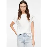 comma Kurzarmshirt T-Shirt T-Shirt mit überschnittenen Schultern und Flammgarn