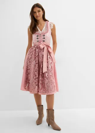 bonprix Dirndl mit Pailletten Schürze (2-tlg.Set), rosa, Gr.38, Glänzendes Dirndl mit Pailletten-Schürze und Schnürung