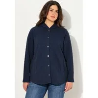 Ulla Popken Sweatjacke Hoodie-Jacke Zopfmuster Druckknöpfe hinten länger