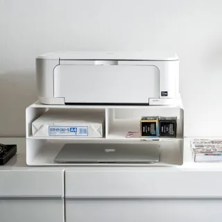 Yamazaki Druckerständer mit Rollen 48x37x19cm Metall weiß. Mobiler Druckertisch mit Notebook-Fach und Papierablage für Ihr modernes Home-Office.