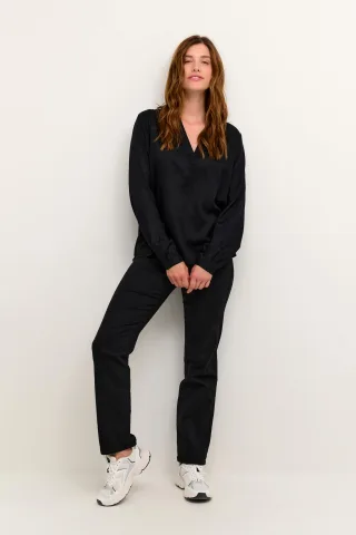 Langarm-Bluse Regular fit Black