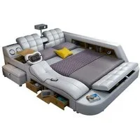 JVmoebel Multimediabett Multifunktion Deluxe Betten Massage Bett Hotel Polster Led usb Radio (1-tlg., Multifunktions Bett), Made in Europa
