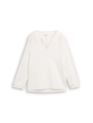 Tom Tailor - Langarmshirt mit Raffungen whisper white - Gr. - XS