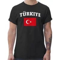 Shirtracer T-Shirt Türkiye Schriftzug mit Flagge, Türkei, Turkey, Türkisch 2026 Fussball WM Fanartikel