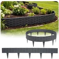 Huracan Beetumrandung Kunststoff Rasenkante Rattan-Optik, Beeteinfassung Beetumrandung Gartenpalisade, Wetterfeste UV-beständige Beetzaun Randsteine, Flexible Steckmontage für Blumenbeete Rasen Garten