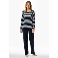 Schiesser Schlafanzug Casual Essentials (2 tlg) Baumwolle, V-Ausschnitt, langärmelig