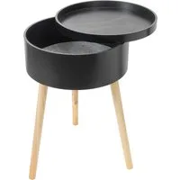BONETTI Beistelltisch Beistelltisch rund mit Stauraum und Tablett aus Holz, ca. Ø 38 x 59 cm, Skandinavisches Design, Nachttisch
