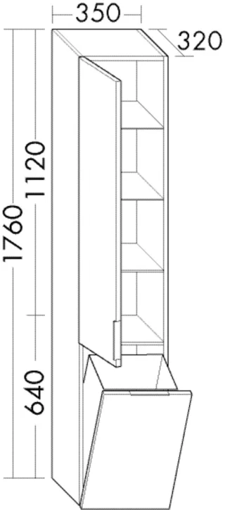 Burgbad Hochschrank Eqio 1760x350x320 Eiche Dekor Baumwolle, HSRF035RF7344 HSRF035RF7344