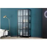 riess-ambiente Vitrine DURA STEEL 180cm schwarz - Metall, Riffelglas, 4 Fächer (Einzelartikel, 1-St) Industrial Design & Glastüren – ideal für Geschirr & Deko im Esszimmer