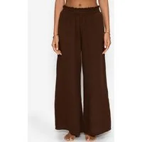 SASSYCLASSY Stoffhose Musselin Hose mit weitem Bein für Damen Leichte Stoffhose mit seitlichen Taschen im lockerem Fit