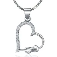 NAHLE Kette mit Anhänger Silberkette Herz Unendlichkeit Infinity Halskette, 925 Silber Anhänger mit Zirkonia - rhodiniert